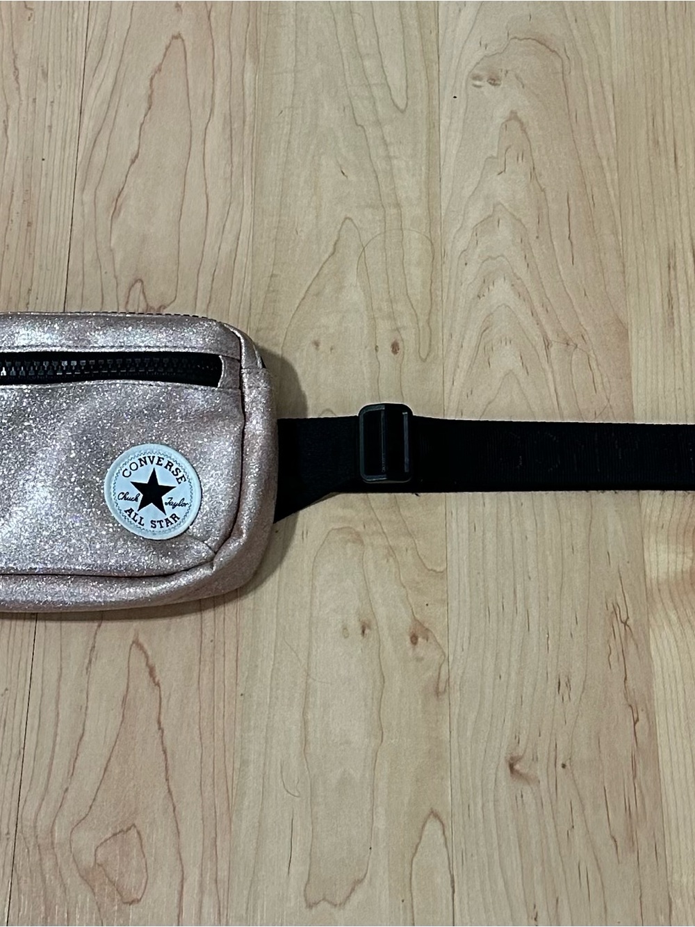 Converse Rose Gold Glitter Belt Bag with Black Strap